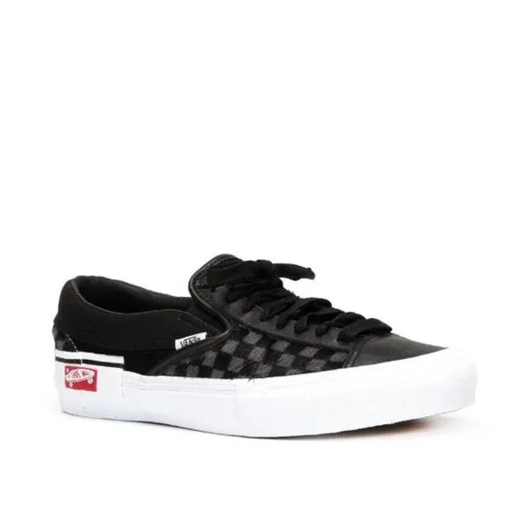 VANS Vault SLIP-ON CAP LX PONY Hair Black Checkerboard White Cut And Paste Sz 8 - Picture 5 of 14